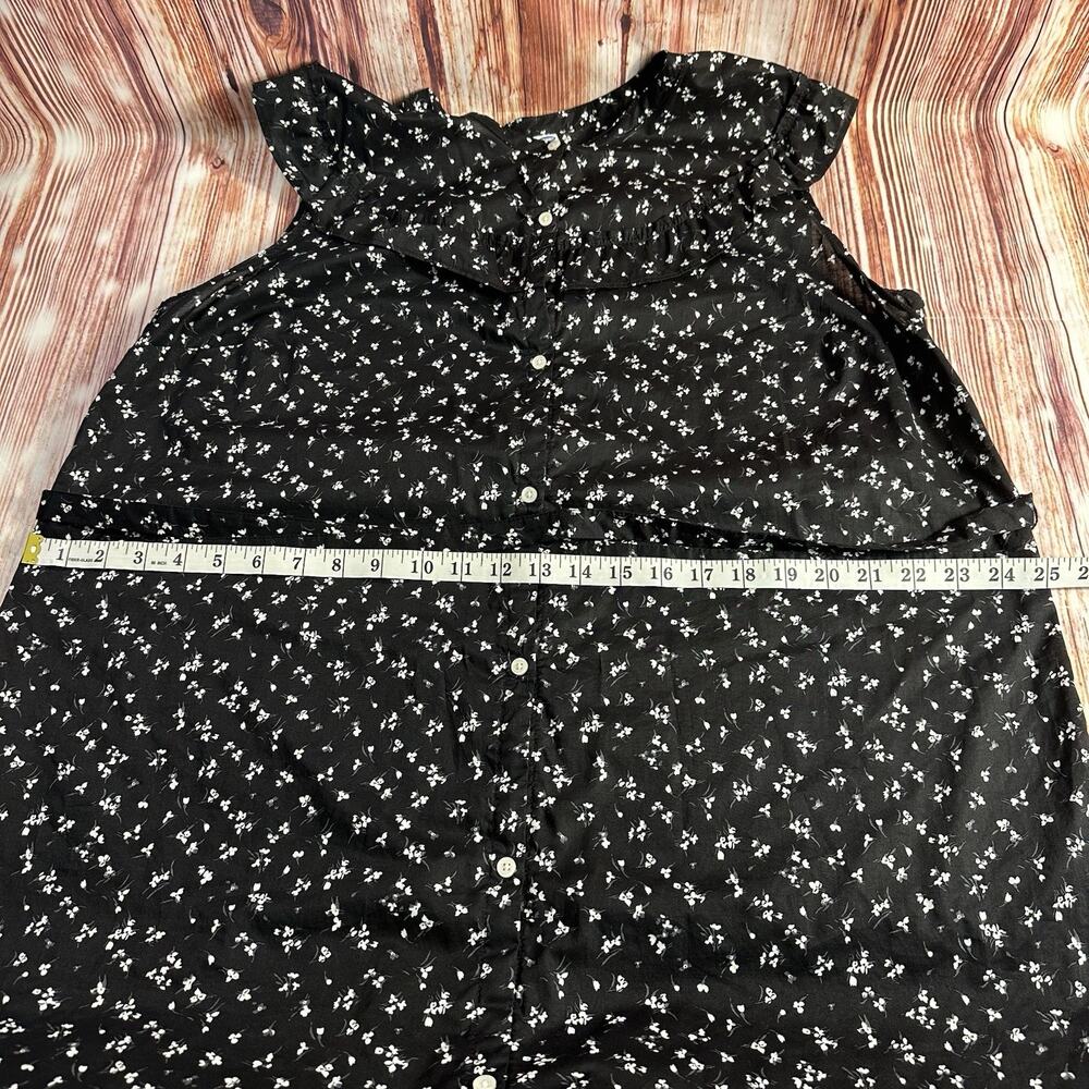 Old Navy Size X Large Black White Floral Cap Sleeve Ruffle Button Shirt Dress - Picture 5 of 9